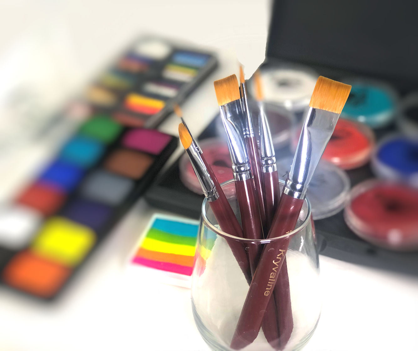 Acrylic Brush Set - Kryvaline Body Art Makeup | Glitter Tattoos, Face & Body Paint, Design - Kryvaline Body Art Makeup