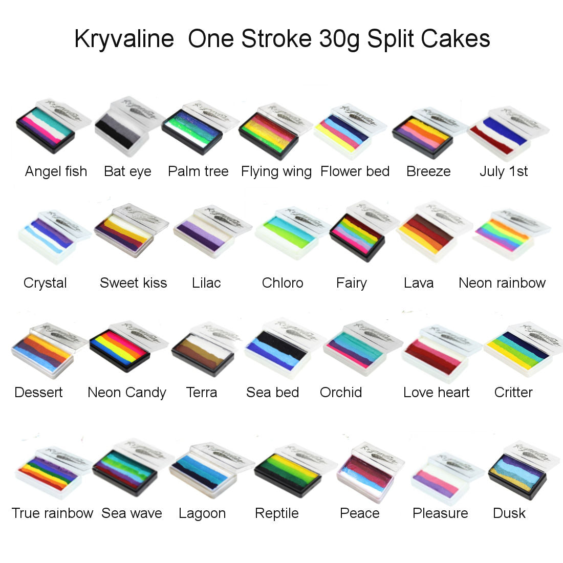 Kryvaline One Stroke 30g Split Cakes Fairy - Kryvaline Body Art Makeup | Glitter Tattoos, Face & Body Paint, Design - Kryvaline Body Art Makeup