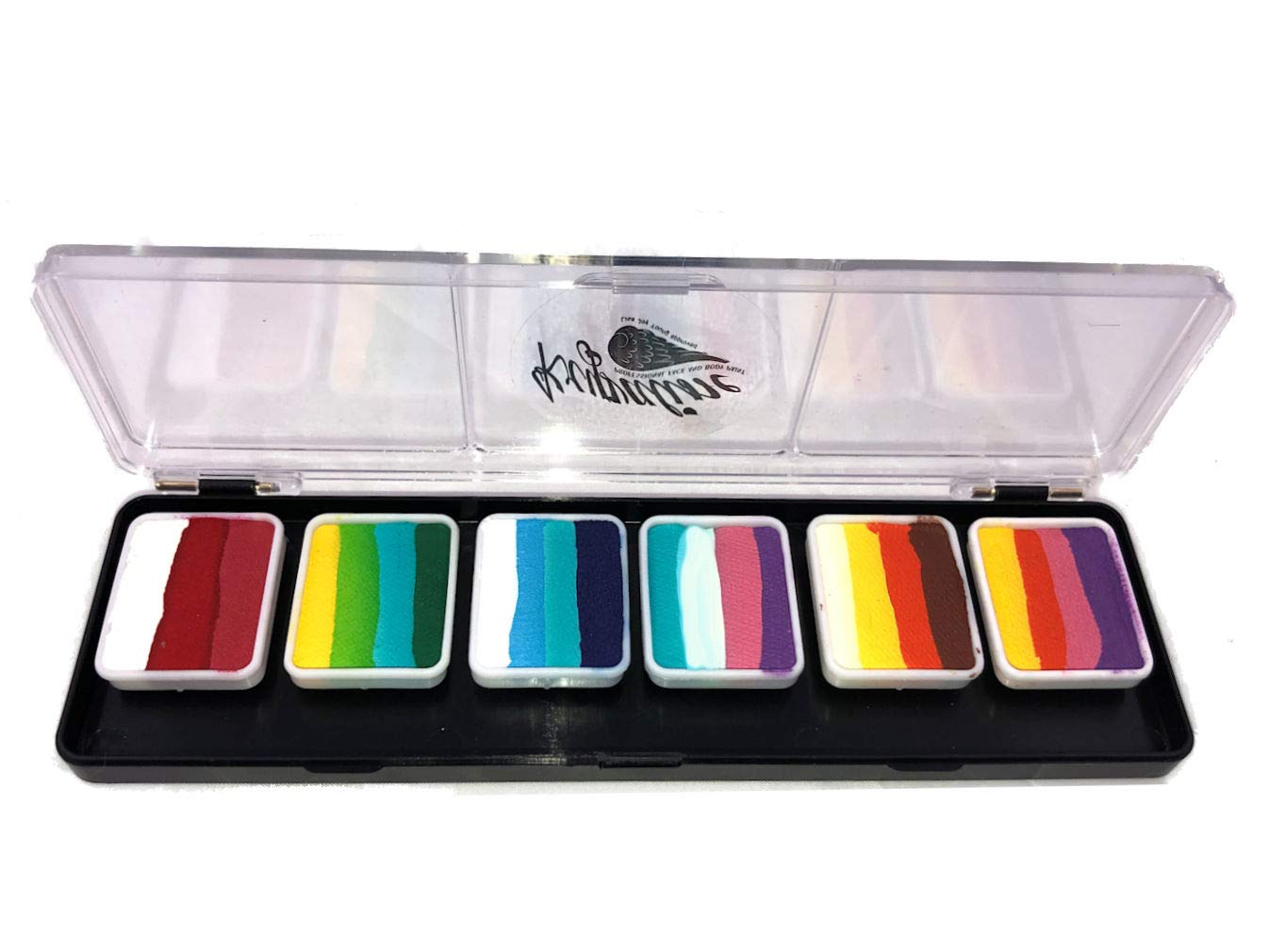 Split Cake Palette with 6 popular cakes 6g each - Kryvaline Body Art Makeup | Glitter Tattoos, Face & Body Paint, Design - Kryvaline Body Art Makeup