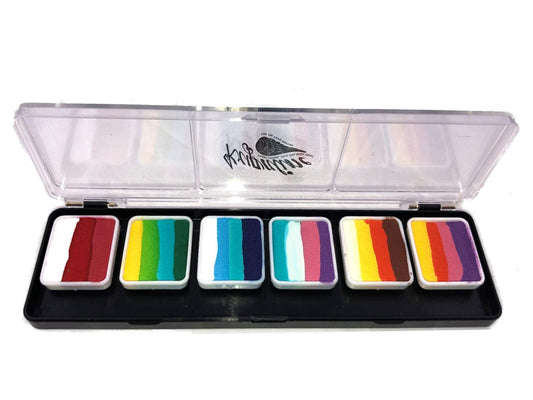 Split Cake Palette with 6 popular cakes 6g each - Kryvaline Body Art Makeup | Glitter Tattoos, Face & Body Paint, Design - Kryvaline Body Art Makeup