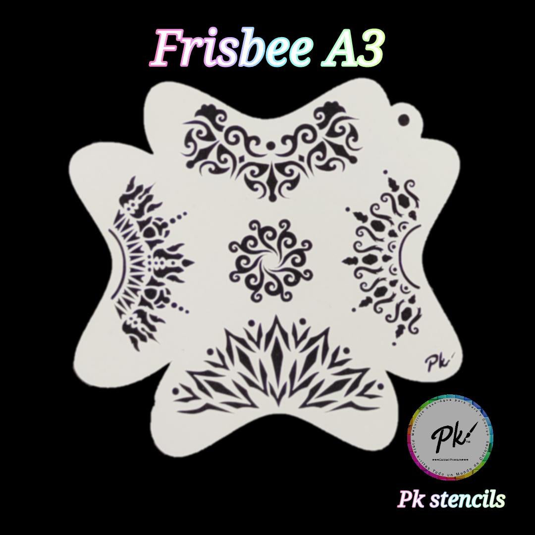 PK Frisbee Stencils A3 - Kryvaline Body Art Makeup | Glitter Tattoos, Face & Body Paint, Design - Kryvaline Body Art Makeup