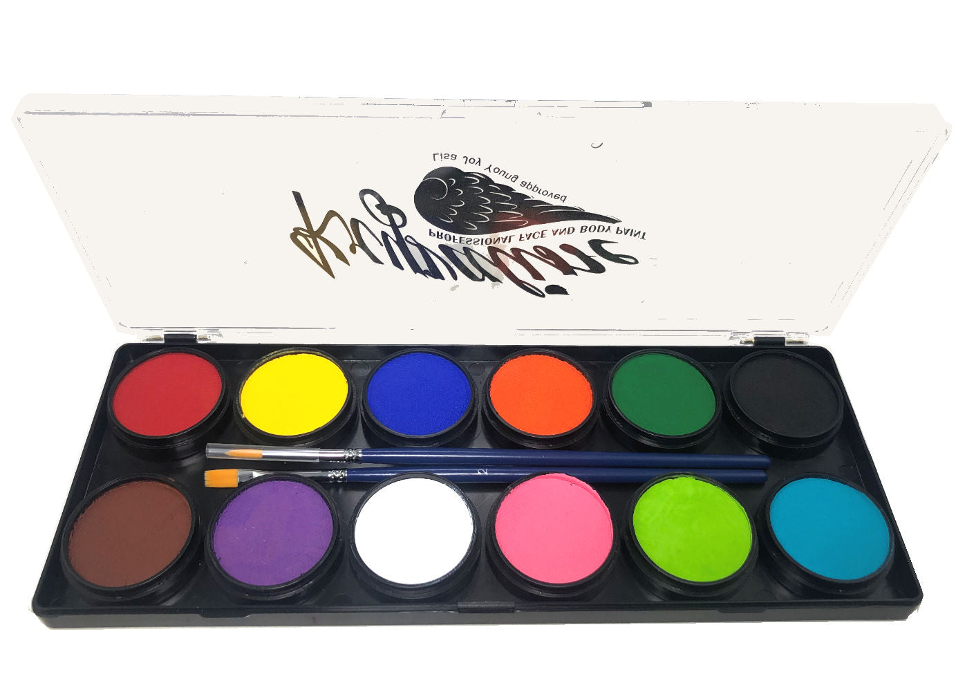 Face and Body Painting Palette with 12 Common Colors 10g each - Kryvaline Body Art Makeup | Glitter Tattoos, Face & Body Paint, Design - Kryvaline Body Art Makeup
