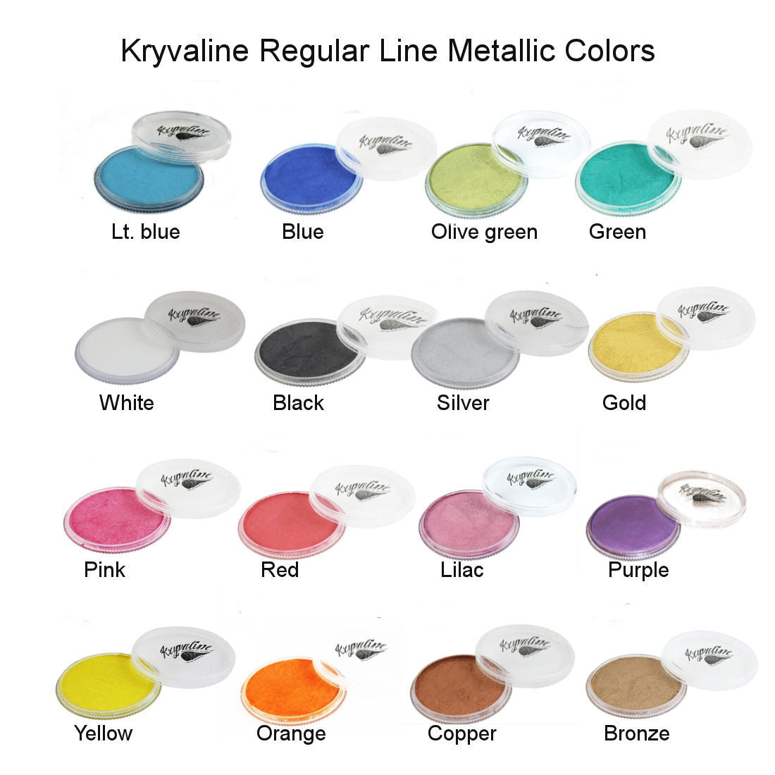 Kryvaline Face and body Paint Metallic Colors 30g Yellow - Kryvaline Body Art Makeup | Glitter Tattoos, Face & Body Paint, Design - Kryvaline Body Art Makeup