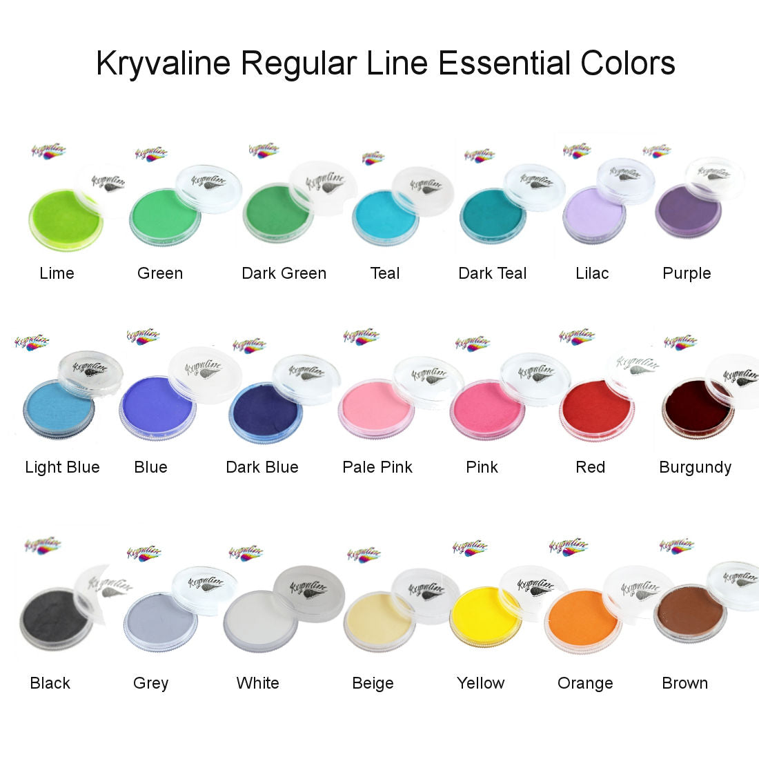 Regular Essential Colors 30g White - Kryvaline Body Art Makeup | Glitter Tattoos, Face & Body Paint, Design - Kryvaline Body Art Makeup